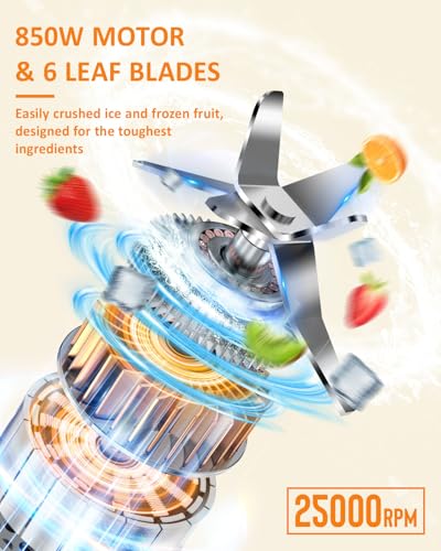 Smoothie-Blender-850-W-Upgraded-Compact-Personal-Blender-for-Shakes-and-Smoothies-Juice-Frozen-Drinks-Sauces-More-Smoothies-Maker-with-2-26-Oz-To-Go-Cups-2Spout-Lids