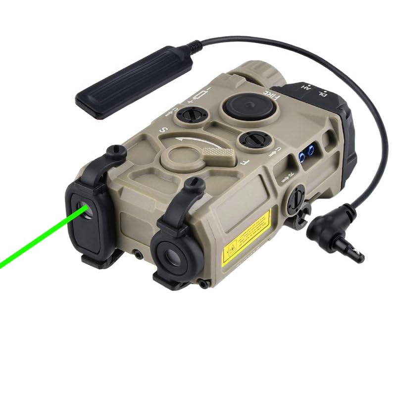 Nylon Box Aiming OG Laser Sights(with Red/Green/Blue Laser+IR Laser+White Flashlight), & M300A Strong LED Flashlight, & AX Modular Dual Wire Remote Pressure Switch(SF+Crane Plug) Combo,Tan