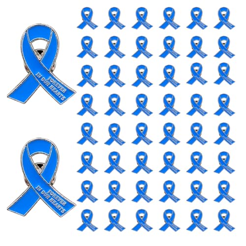 Image of 50 Pcs Memorial Ribbon Pins Funeral Metal Pins Forever In Our Hearts For Funeral Mourning Event