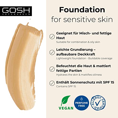 GOSH Foundation with SPF 15 for Light and Dark Skin Vegan, Matte Makeup for Dry Sensitive and Oily Skin - Image 2