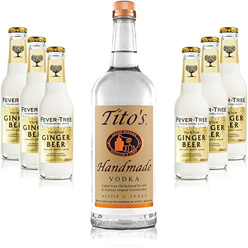 Moscow Mule Set - Titos Handmade Vodka 0,7l 700ml (40% Vol) + 6x Fever Tree Ginger Beer 200ml - Inkl. Pfand MEHRWEG