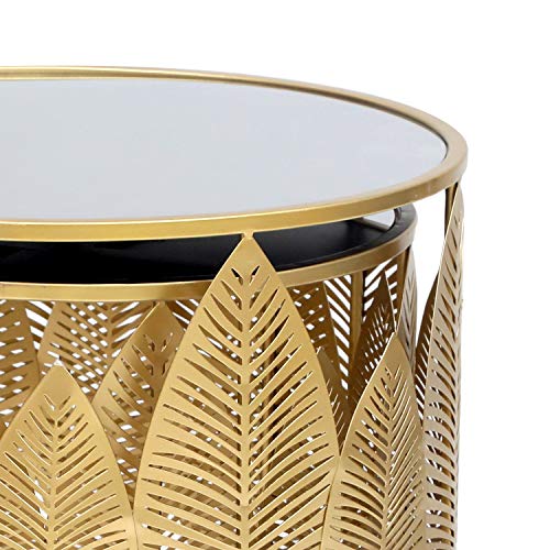 Homebeez FT0336 End Tables Set Of 2, Gold Nesting Side Coffee Table Decorative Round Nightstands thumb #3