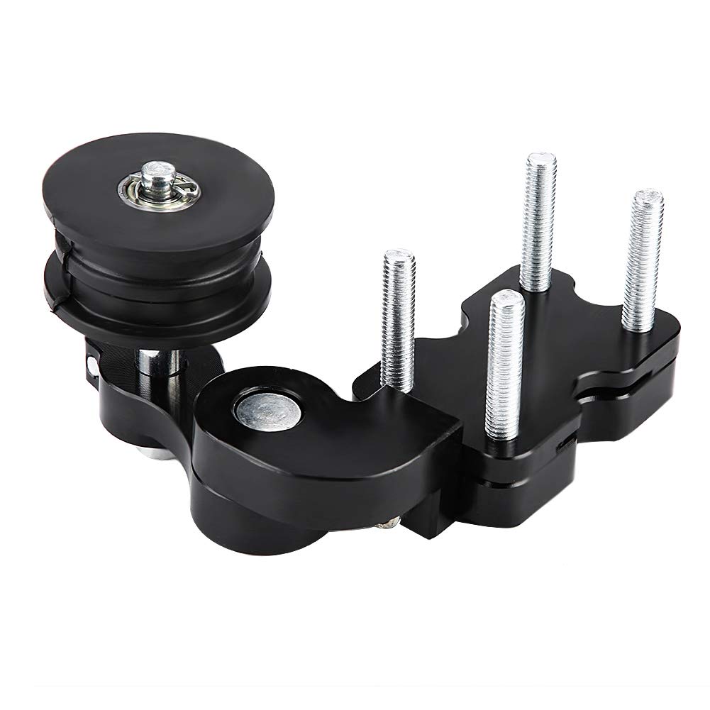 Qiilu tendeur de Chaine Moto Gold Tendeur de Chaîne en Aluminium pour Moto Boulon de Réglage Automatique sur L'outil de Rouleau Tendeur de Chaîne de Vélo Noir (Noir)