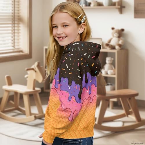 Image of Coloranimal Unisex Girls and Boys Long Sleeve Hoodies Hoody Athletic Pullover Sweatshirts Tops Age 6-16year