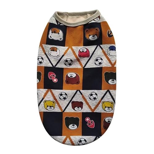 RIOSTUDIO 犬服 秋 冬 (S?6XL) 犬の服 可愛い キャラクタータンクトップ 裏起毛 暖かい 猫服 防寒 ドッグウェア ペット服 ワンコ服 小型犬 中型犬 大型犬(Q熊ちゃんサッカー×ブラウン,S)