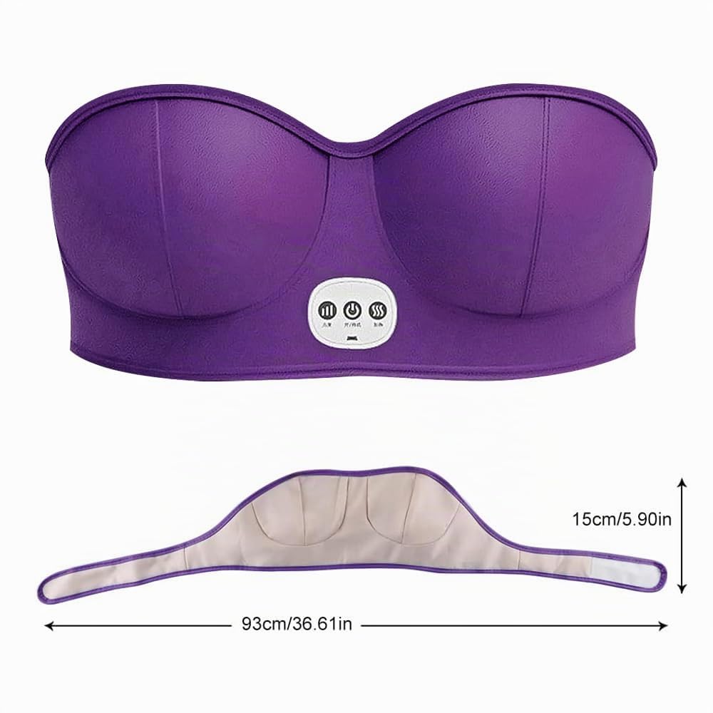 Masseur de Sein électronique, Soutien-Gorge électrique de Massage de Sein Sans Fil USB,Stimulateur De Massage du Sein Chauffant