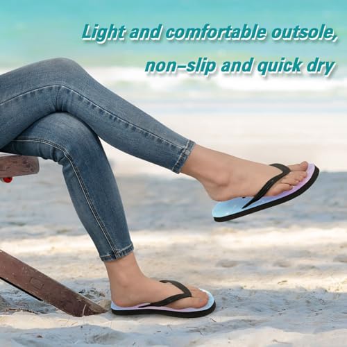 CEBUGI Unisex Flip Flop -Flat Sandal -NonSlip Couple Slippers -Natural Rubber Foam Soles Ultimate Comfort and Durability for Indoor Outdoor|Blue Purple Gradient Background3