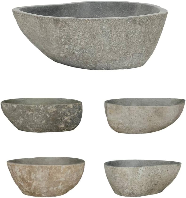 Bathroom Vessel Sink Oval Wash Basin River Stone for Hotel Art Basin, Above Counter Oval Washbowl Bathroom Lavatory Hotel Bowl Basin 14.6"-18.1"(BB)