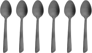 Geneviève Lethu 538023 - Juego de 6 cucharas de café, cucharas de postre (11 cm), color negro mate