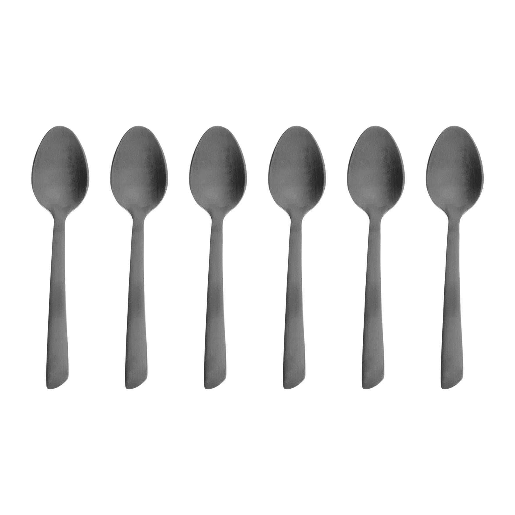 Geneviève Lethu 538023 Set of 6 Stainless Steel Spoons - Matte Black - Coffee Spoons, Dessert Spoons L 11 cm - Manhattan Collection