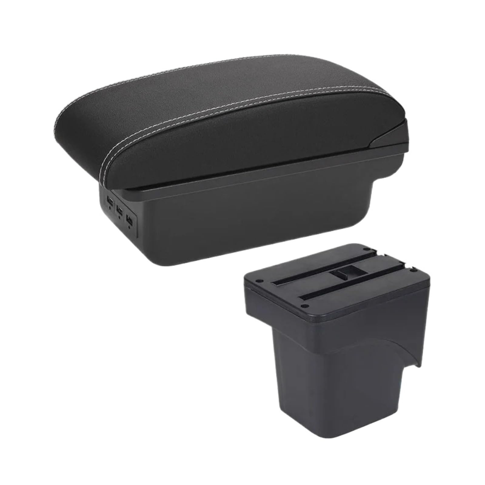 Umdjju B3 Black White 3Usb For Focus 2 Mk2 Armrest Box Car Accessories Interior Details Retrofit Parts Storage Car Centre Console Armrest Box(B3 Black White 3Usb)