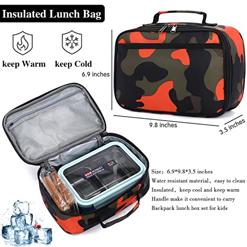 Image of Ladyzone Camo School Backpack Lunch Box Set Lightweight Schoolbag Travel Camp Outdoor Daypack