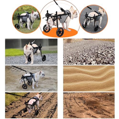 UIQELYS Kleiner Hunderollstuhl für Rückenbeine, grauer Hund/Katze/Haustier-Rollstuhl, leicht, Wagen mit behinderten Hinterbeinen, Spazierengehen, verstellbarer Hunderollstuhl