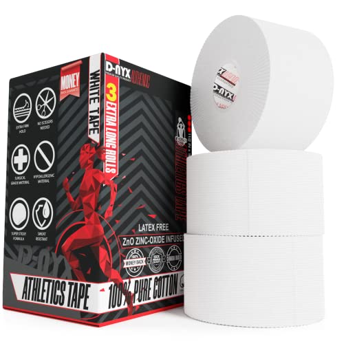 White Athletic Sports Tape 1.5In X 45Ft/Roll Extra Long & Very Strong | No Sticky Residue Easy Tear Tapes For Athlete & Medical Trainers | First Aid Injury Wrap Best For Fingers Ankles Wrist #TOP15