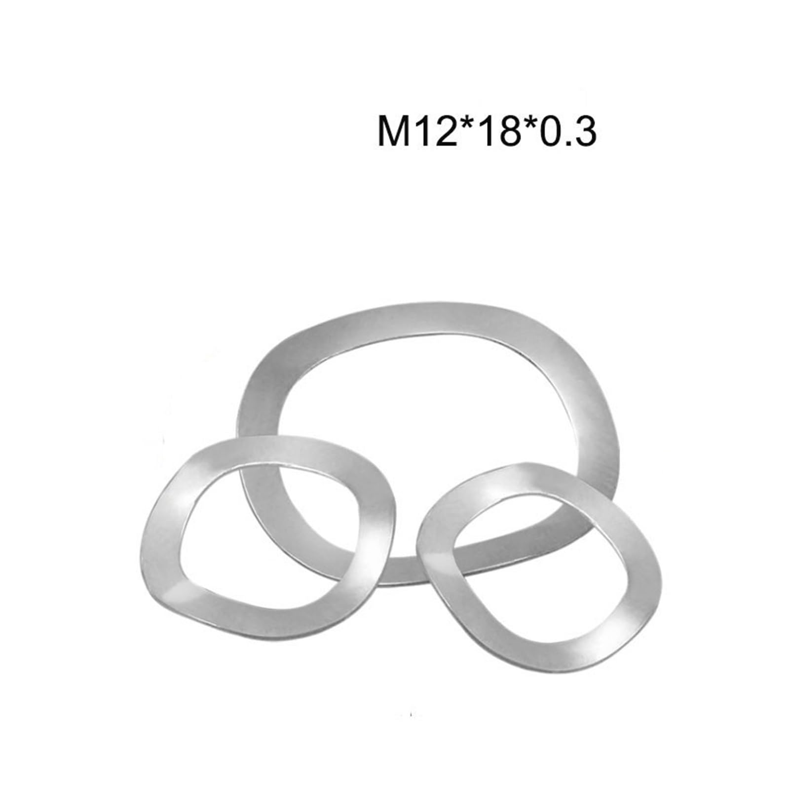 Kangsiyu 30PCS 304 Stainless Stee Three Wave Crest Type Spring Washer M12*18 * 0.3 Wave Washer Spring Crinkle Washers