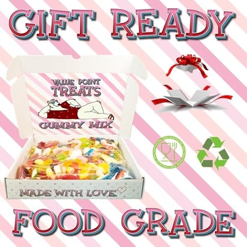 حلوى فوارة من فاليو بوينت تريتس | حلويات بيك اند ميكس | صندوق هدايا حلويات ريترو | صندوق حلوى بوزن 1 كجم | سلة هدايا الكريسماس | حلويات حامضة (مقاس كبير 2.5 باوند)