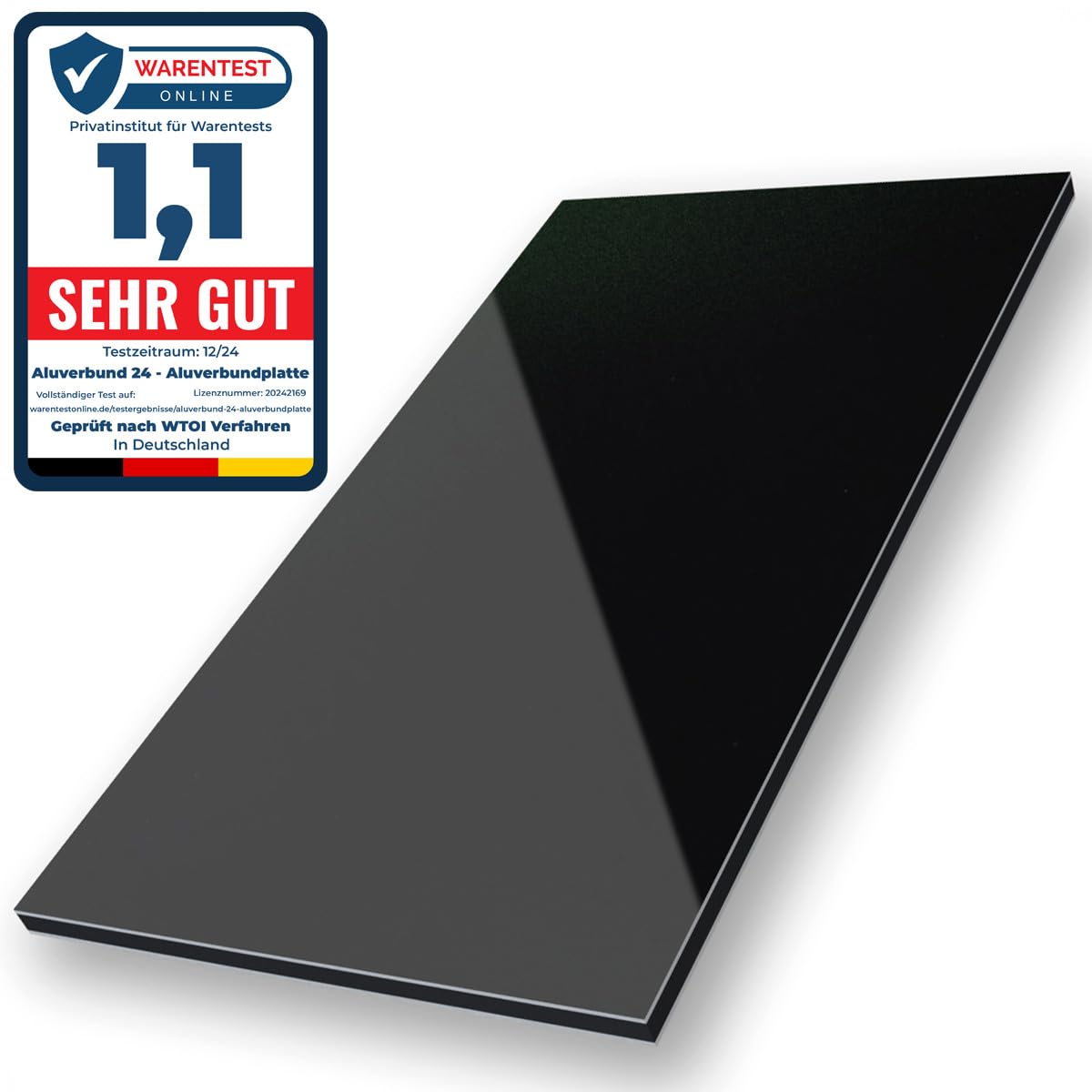 Aluverbund 24 Aluverbundplatte, Aluminium Platte, 3mm dick, Schwarz/RAL9005, 30x50cm