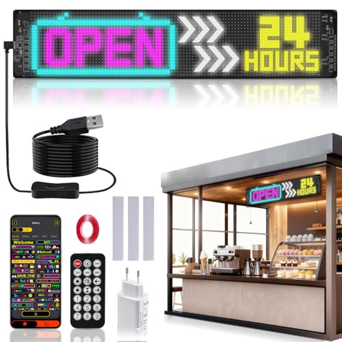 19 * 90Cm Flexibler LED Anzeigetafel Programmierbare RGB-Laufschrift per Bluetooth Smart App Devil Eyes Augen für AutoPersonalisiert für Bar Werbung Restaurant Store Party Dekoration