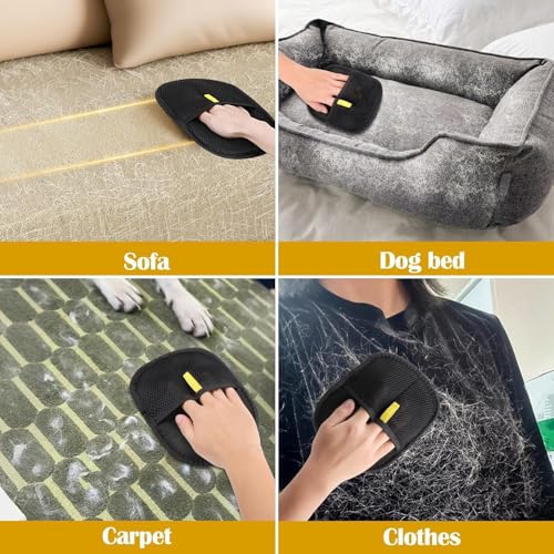 Image of Pet Hair Removal Glove - Static-Enhanced Grooming Mitt for Dogs & Cats - Reusable, Gentle Massage & Hair Remover for Sofa, Carpet, Car Seat - 23.5x18cm