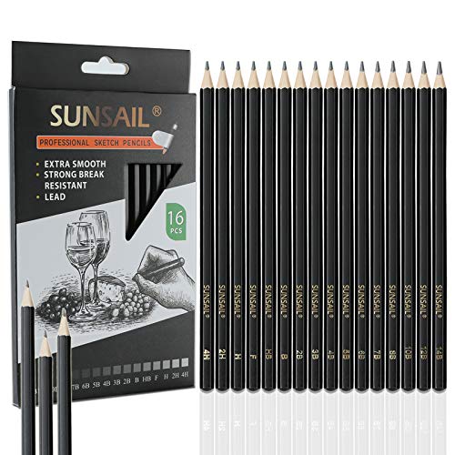 Professional Drawing Sketching Pencil Set of 16 (14B-4H),Art Drawing Graphite Pencils Ideal for Drawing Art, Sketching, Shading, Artist Pencils for Beginners & Pro Artists