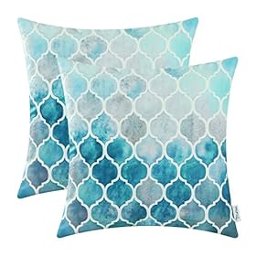 CaliTime Throw Pillow Covers Pack of 2 Cozy Colorful Geometric Trellis Chain Accents Manual Hand Painted Cushion Cases… 51zE4gLqVjL. SS280