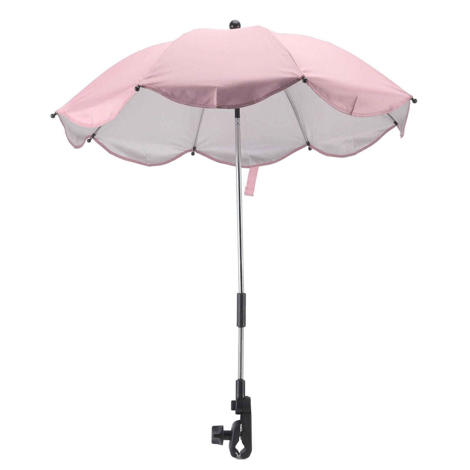 Parasol do Wózka Dziecięcego 14 Cali, Uniwersalna Parasolka do Wózka Dziecięcego Regulowana Ochrona UV Parasol Przeciwsłoneczny do Wózka Spacerowego, Gondoli, Wózka Inwalidzkiego (Różowy (srebrny klej))