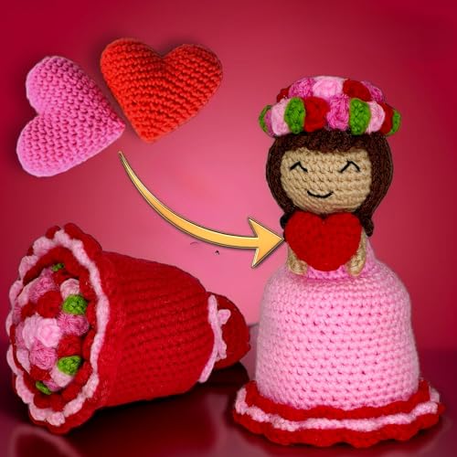 Image of Handmade Reversible Crochet Doll to Bouquet, Perfect for Girlfriend & Wife Birthday, 13cm Doll, Personalized Romantic Decor with Flower Crown