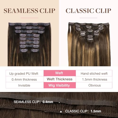 Image of GOO GOO Seamless Clip in Hair Extensions Real Human Hair Remy Extensions