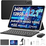 Blackview Mega2 Tablet 12 Pollici Android 15, 24GB RAM + 128GB ROM, 120HZ 2K FHD Gaming Tablet con Tastiera Mouse Mouse Auricolare, 4G LTE+5G WiFi, 9000 mAh, WideVine L1, Doppia Fotocamera