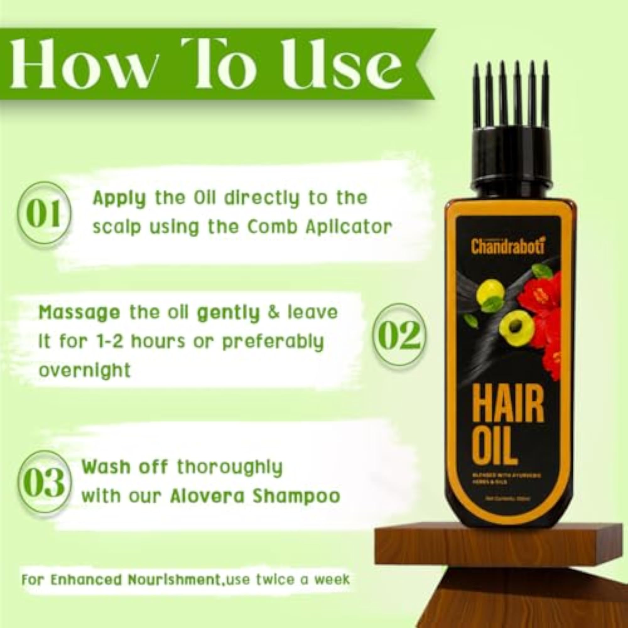 Ayurvedic Hair Oil 100ml with Comb Applicator, Regrowth Oil