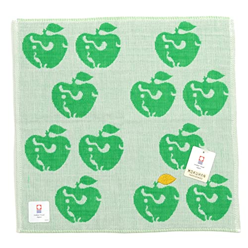 山本仁商店 和雑貨 京小物 MOKUHAN 刺繍ガーゼパイルタオル りんご子象 Bアオ