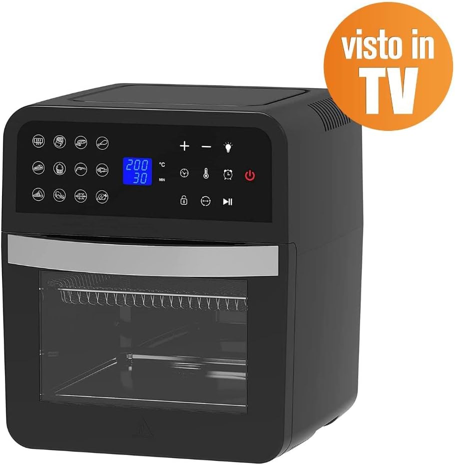 Melchioni Family | Friggitrice e Forno ad Aria, Cottura Combinata, Girarrosto, Display LCD Full Touch, Doppia Porta in Vetro, Timer 60 minuti, Partenza ritardata, Modello LUCIFER, Capacità 12 Litri Melchioni Family | Friggitrice e Forno ad Aria, Cottura Combinata, Girarrosto, Display LCD Full Touch, Doppia Porta in Vetro, Timer 60 minuti, Partenza ritardata, Modello LUCIFER, Capacità 12 Litri