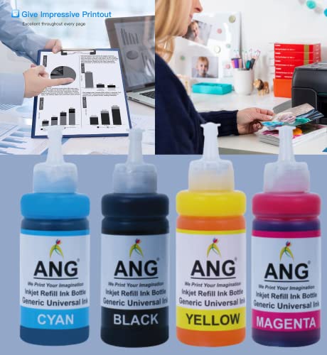 Image of ANG Compatible Refill Ink for HP 678, 803, 680, 860, 861 & Canon 830, 831, 740, 741, 89, 99, 40, 41 Tri-Color Ink Cartridges | 100ML Each Bottle + 4 Syringes (Black)