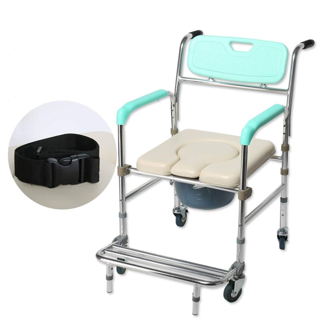 Buy EGCLJ 4 Wheels Commode Chair With Backrest Shower Wheelchair Mobile