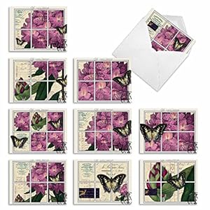 10 ‘Papillon Post’ Thank You Cards with Envelopes 4 x 5.12 inch, Assorted French Butterfly Greeting Cards, All Occasion Stationery Set for Weddings, Baby Showers, Mother’s Day, and More M2981