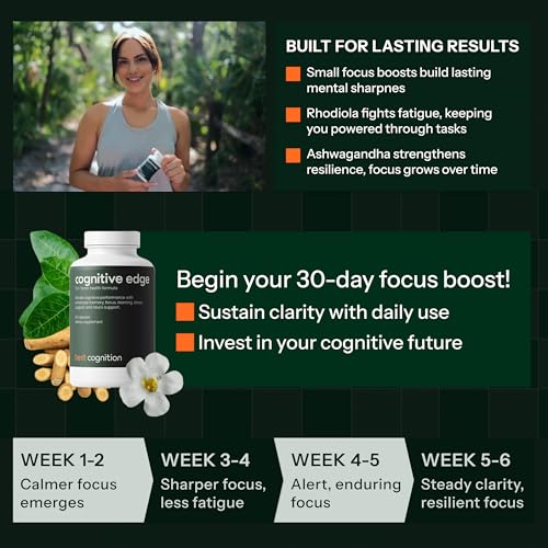 Cognitive Edge Bacopa Memory Supplement - Calm Focus, Daily Clarity & Retention - 7 Natural Ingredients Including L-Theanine, Ashwagandha, PQQ, Astaxanthin - Caffeine-Free Brain Support (60 Capsules) - Image 4