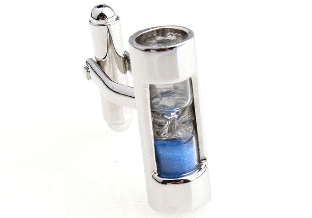 Sand Timer Hourglass Blue Steampunk Sandtimer Pair Cufflinks in Presentation Gift Box & Polishing Cloth