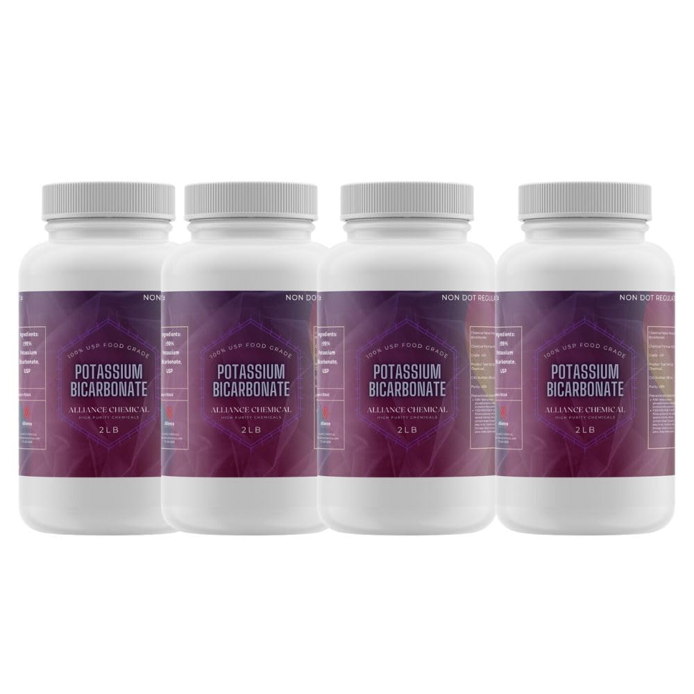 Potassium Bicarbonate - FCC USP Grade for Baking, Winemaking & Health, 4 Pack, 8 LB Total