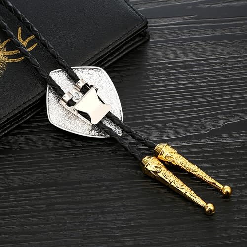 Image of Western Cowboy Bolo tie for Men Women Gold Silver Death Skull Moth Cross Bolo Tie Christmas Deer Rooster Wolf Necktie Gift