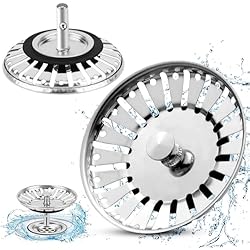 Ikea Colador Fregadero 2 Piezas Tapón Fregadero de Cocina de Acero Inoxidable, Tapón de Lavabo de Baño, Colador de Fregadero, Filtro de Fregadero, Filtro Desague Fregadero, Tapón para Desagüe Fregadero (Diámetro 84mm)