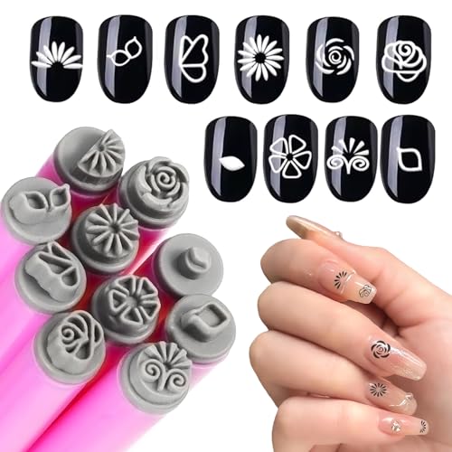 XEAOHESY 10pcs Nail Art Stamp Pen Set Flower Design Nail Stamping Pens Nail Stamp Tool Nail Art Stamps for Women