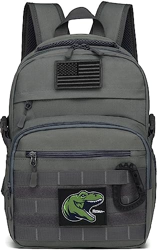 SunForMorning Mochila tática infantil Army Molle, mochila militar para meninos, para escola, atividades ao ar livre, acampamento, Cinza, 11.8 x 5.9 x 14.6 inches, Mochila tática infantil