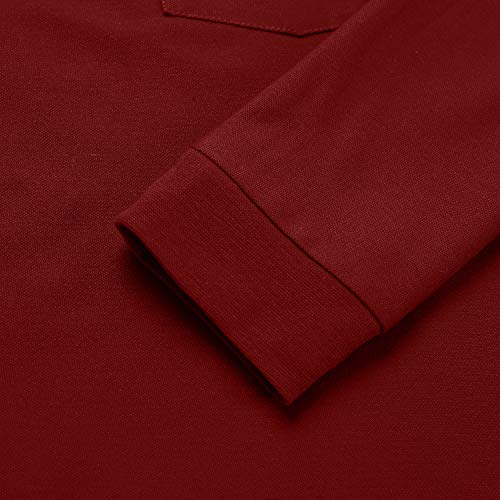 Moheen Mens Long Sleeve Moisture Wicking Performance Polo Shirts Casual Solid Golf Pique Shirts (Wine Red, X-Large) #TOP5