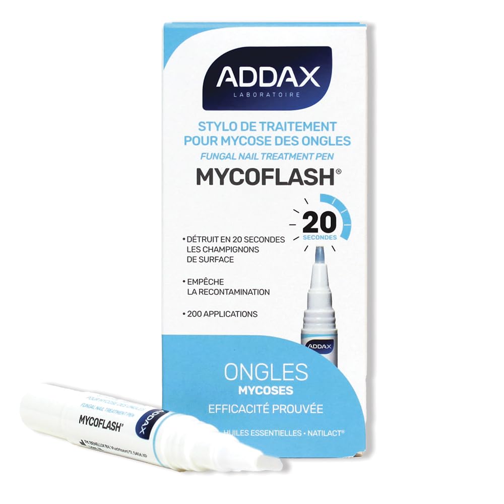 ADDAX - MYCOFLASH® - Stylo de traitement pour mycoses des ongles - Action Rapide 20s* - Antifongique Ongles Pieds & Mains - 5ml - Recommandé par les podologues