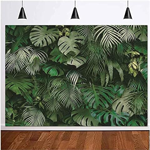 8x6FT Tropical Green Leaves Photography Backdrops Nature Safari Party Decoration Outdoorsy Newborn Baby Shower Backdrop Wedding Bridal Shower Birthday Photo Background Studio Props Booth Vinyl Cover
