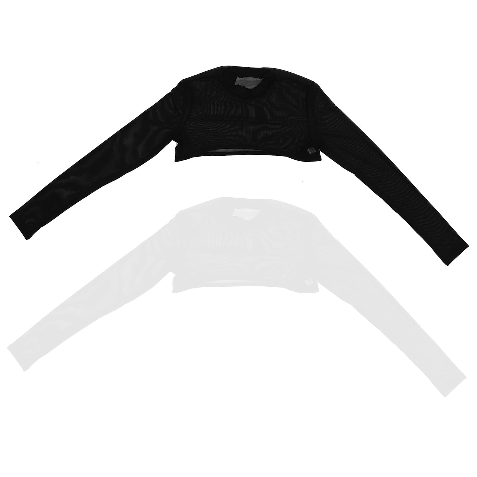 Beaupretty Camiseta de Malla Transparente para Mujer Conjunto de Top de Manga Larga con Cuello Semialto para Ocasiones Especiales