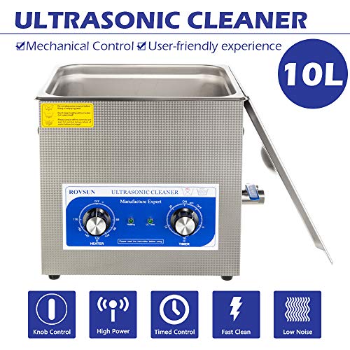 ROVSUN 10L Ultrasonic Cleaner, Knob Control Timer Heater Adjustable Stainless Steel Ultrasonic Cleaning