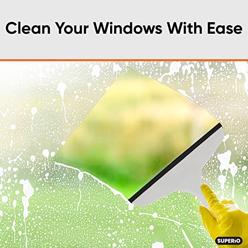 Image of Superio Rubber Squeegee, 2 Pack, Streak Free All Purpose Window Squeegee, Comfort Grip Handle and Hanging Hook (Grey- Red, 6 Inch- 2 Pack)