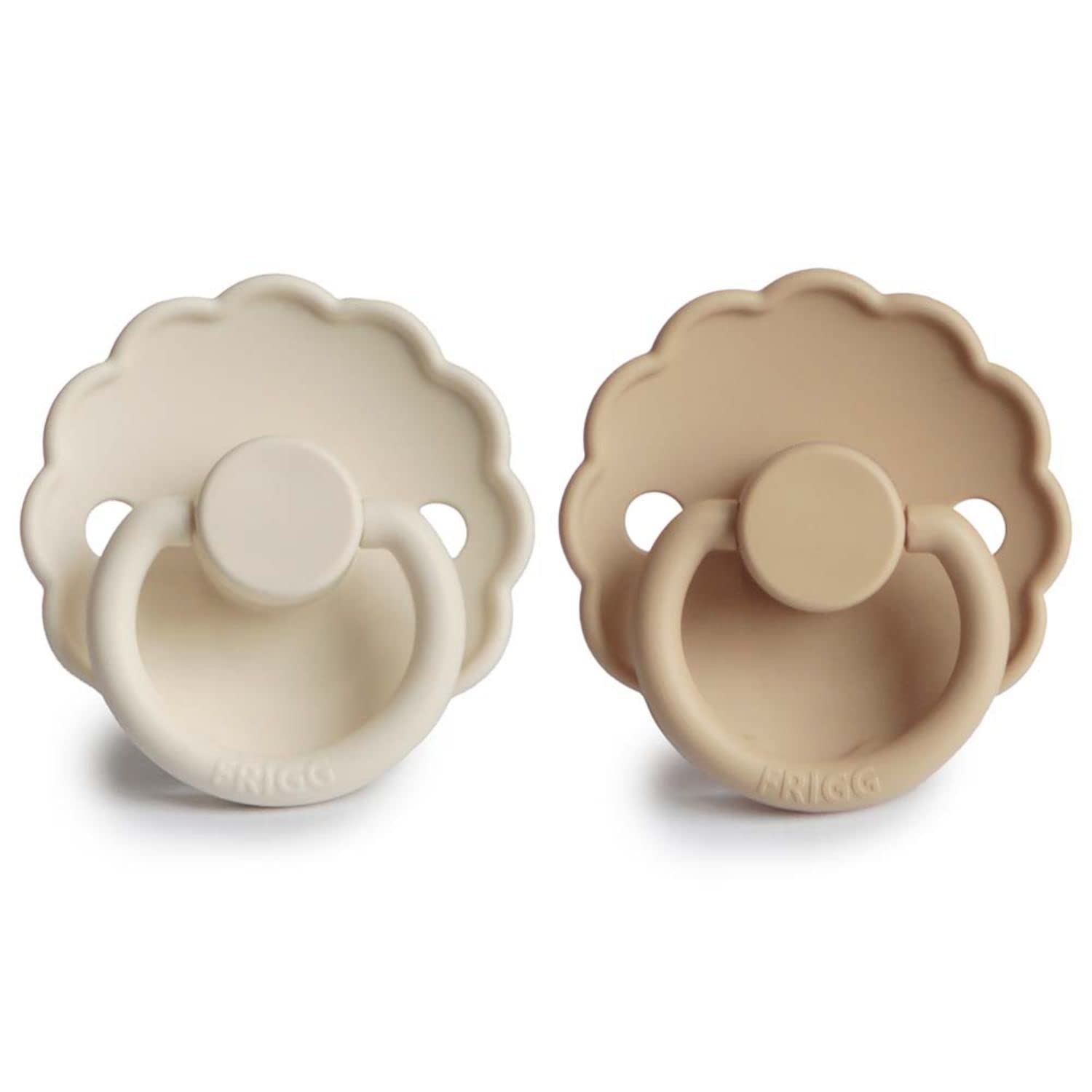 FRIGG Daisy Chupete 2-Pack | Chupete de silicona | Sin BPA | Fabricado en Dinamarca | Tetina simétrica tipo cereza | (Cream/Croissant, Talla 1 (0-6 Meses)) - 2