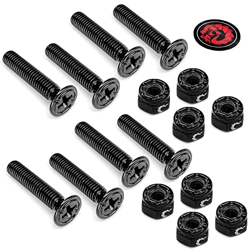 Fireball Dragon Black Stainless Steel Skateboard Hardware Set (Flat Phillips 1.0)